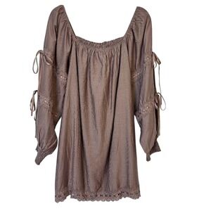 NWT Baevely by Well Made USA Women's Mauve Off-Shoulder Peasant Dress Size Small